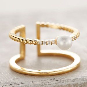 ANTHROPOLOGIE Madeleine Pearl Ring sz 8